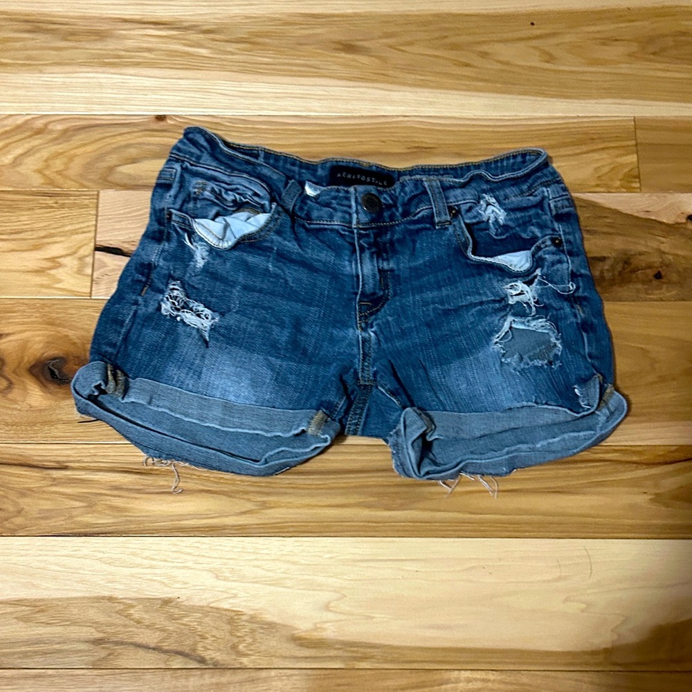 Aeropostale Blue Distressed Jean Shorts